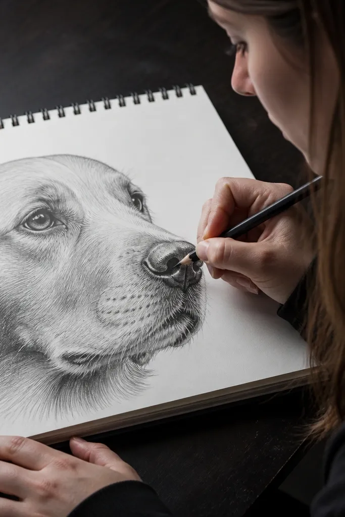Bright highlight on snout tip with rim contrast around the nose