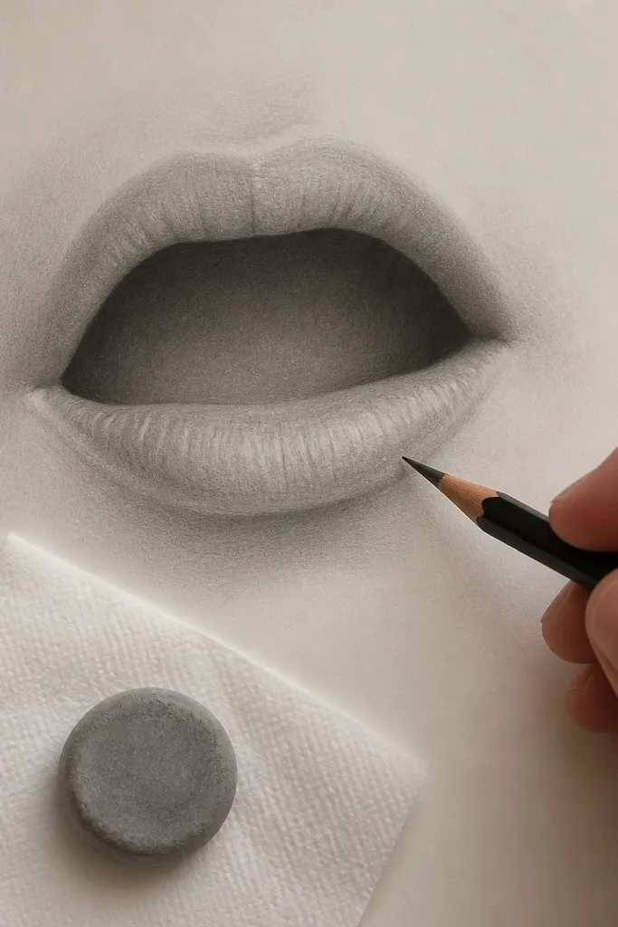 Dark mouth interior with a softer gradient leading out toward the jaw line