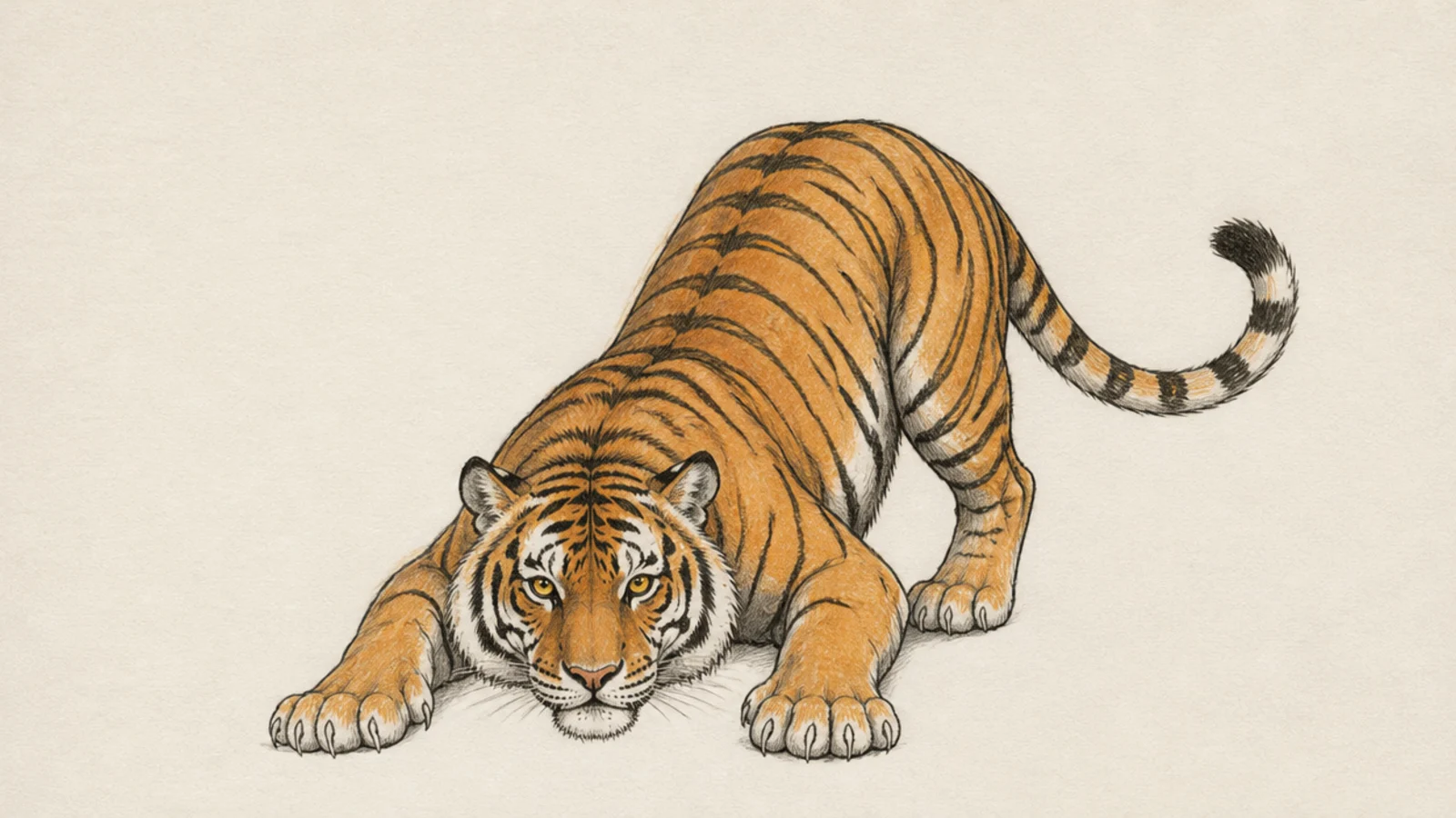 A simple tiger crouched and ready to pounce