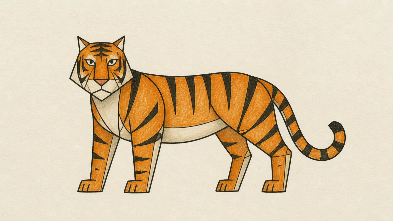 A simple tiger built from clean geometric shapes