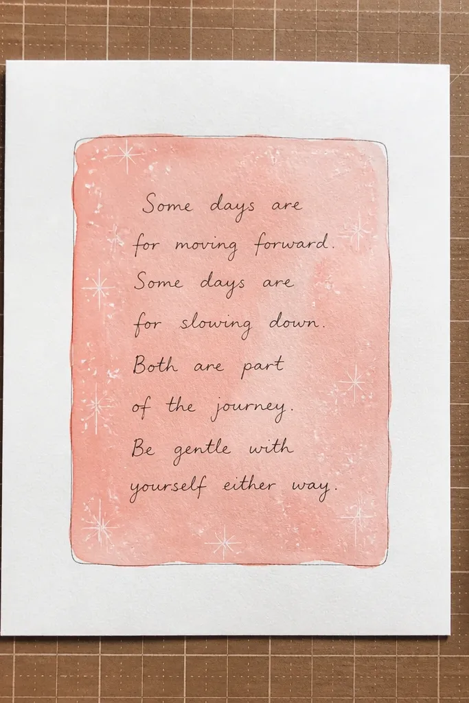 A soft watercolor wash rectangle with handwritten text on top and a neat outline.