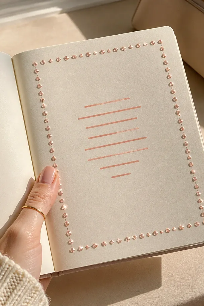 A journal page with a dotted border made of shimmery gel pen around the edges.