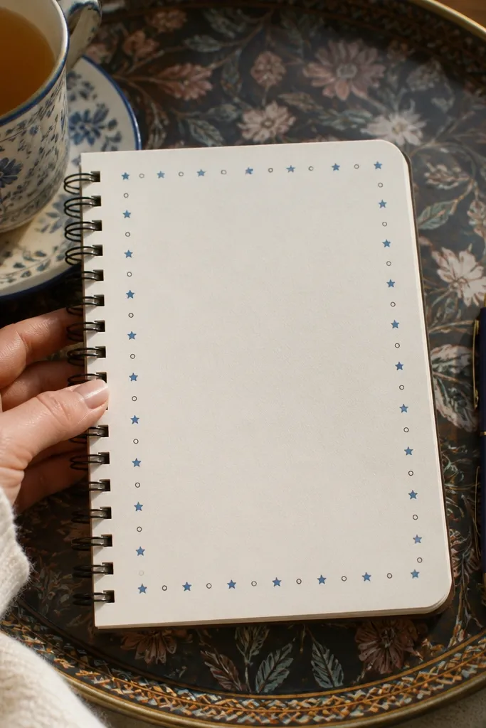 A thin doodle border made of alternating small stars and circles around the page.
