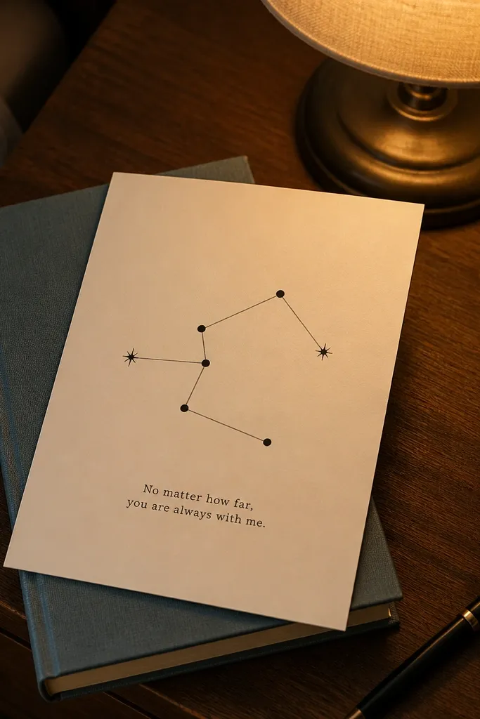 A constellation made from dots and lines with a few handwritten notes around it.