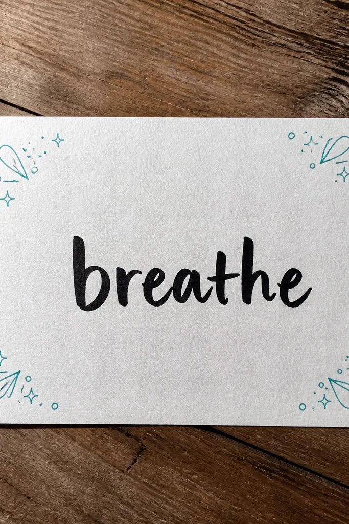 A single word in the center with simple doodles in each corner.