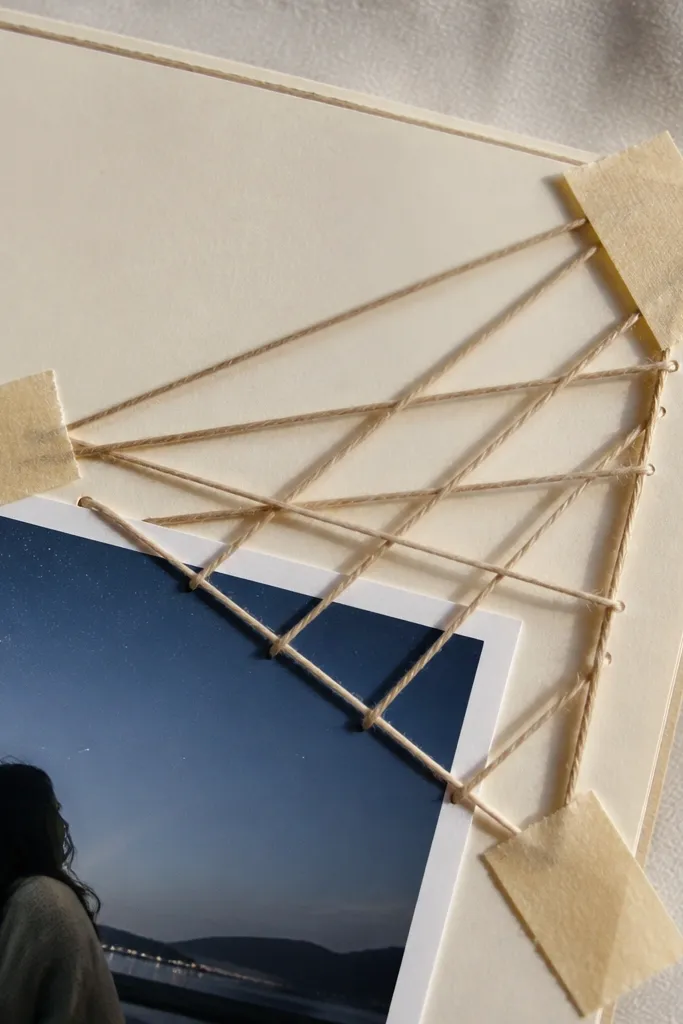 Small with a thread lattice in one corner and a simple caption strip