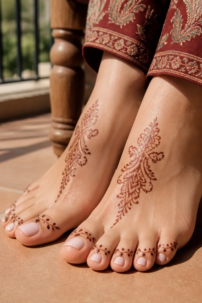 Tiny dots and leaf shapes along the tips of the toes