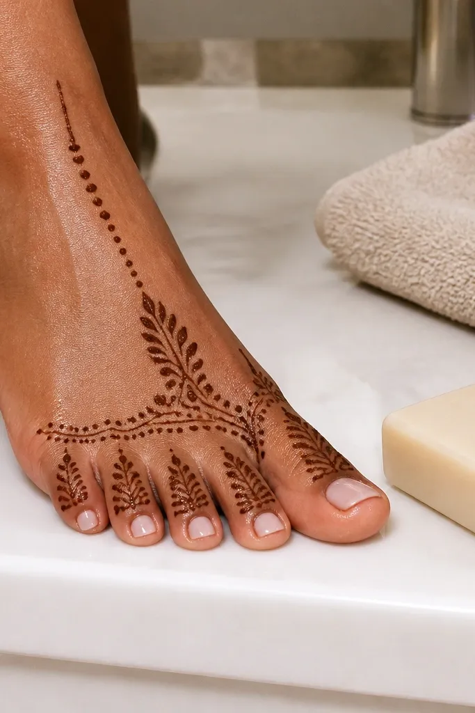 Loop dots around the toes with a single dotted trail from the big toe
