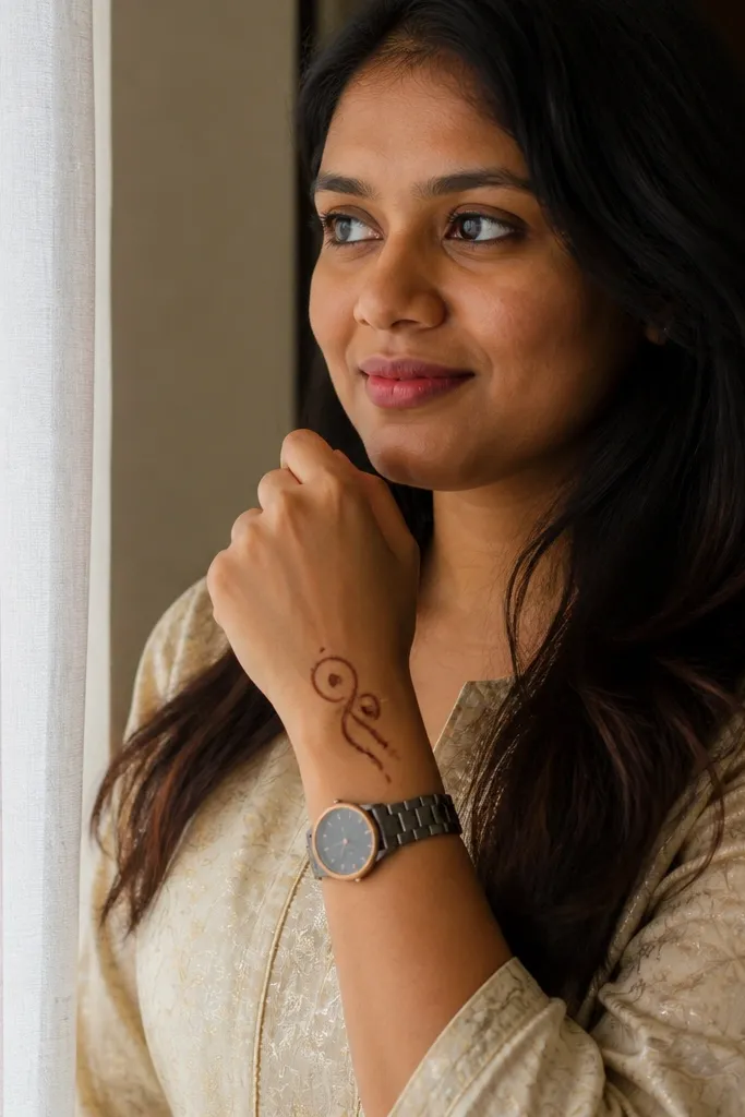 Wrist has a swirl with three small dot clusters