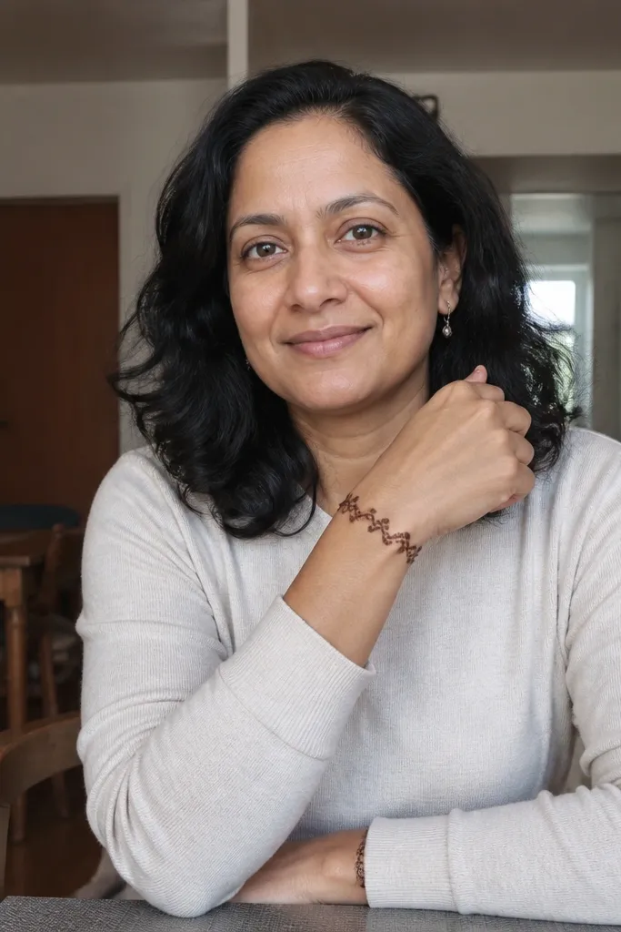 Wrist shows a chain bracelet pattern with bead dots