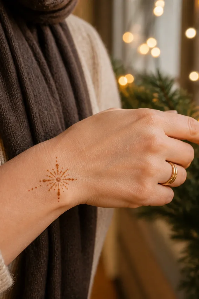 Back of hand has a small star burst cluster of lines