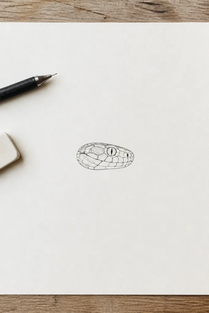 Minimal line snake head with two simple scale patterns