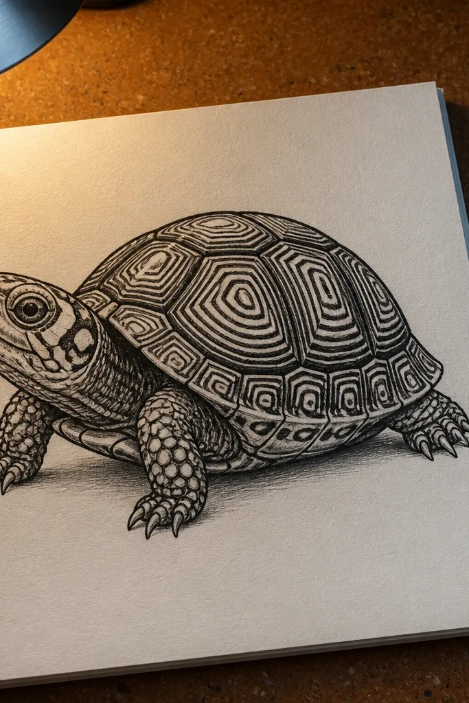 Small turtle with a rounded dome shell and thick ring stripes.