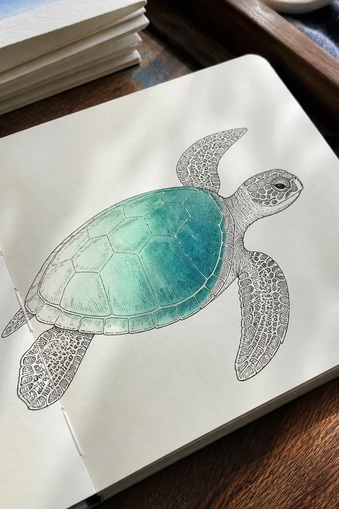 Turtle with a shell that fades from light top to darker bottom.