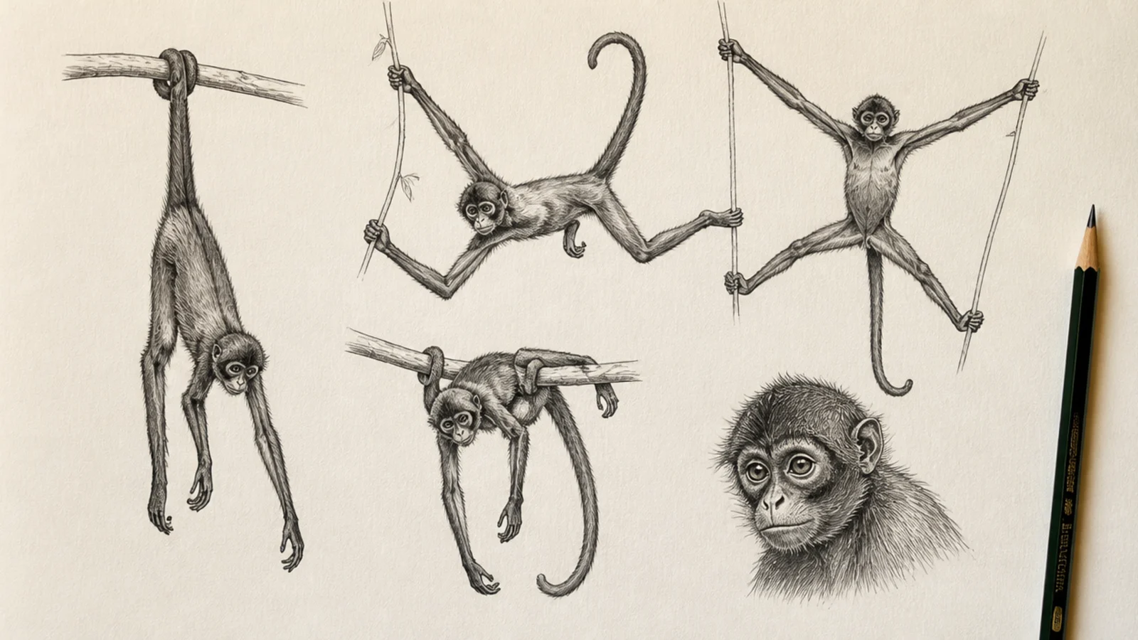 15 Cool Spider Monkey Drawings to Sketch