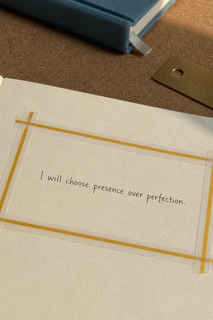 Washi tape forms a corner frame with a single line of handwritten promise in the center.