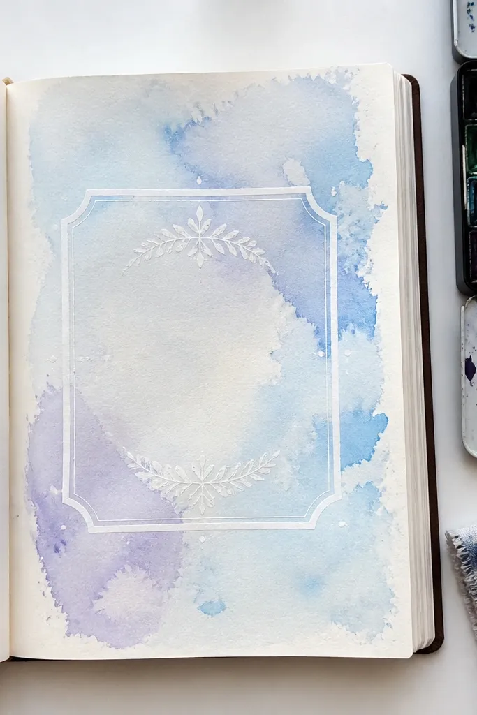 Soft watercolor wash background with a bold white gel pen title block in the center.