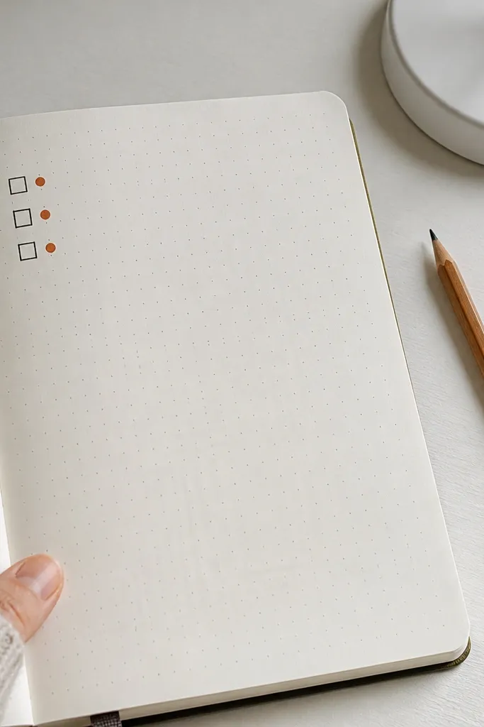 Dotted grid with a centered checklist titled '3 things' in neat handwriting.