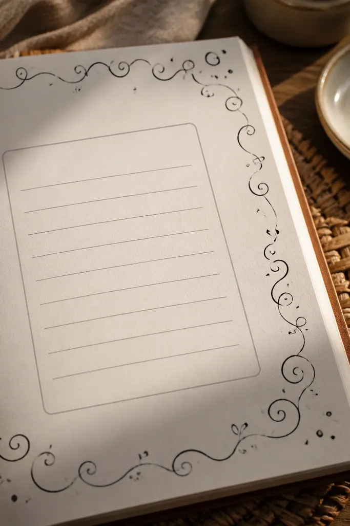 A doodle border frames the page with a centered weekly reset box for writing.