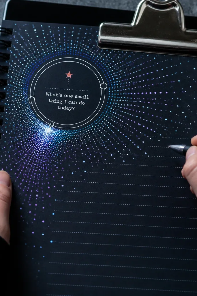 A burst of colored gel pen dots with a circular date orbit around the center text.