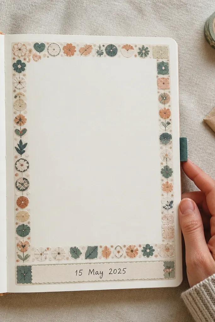 A sticker mosaic in a border frame with a clean date strip across the bottom.