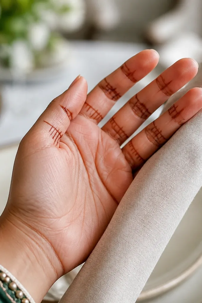 Thin ladder lines between fingers on the back of the hand