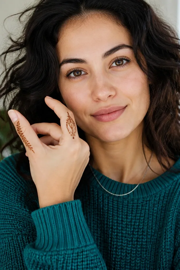 A thumb curve accent and a small index finger teardrop motif
