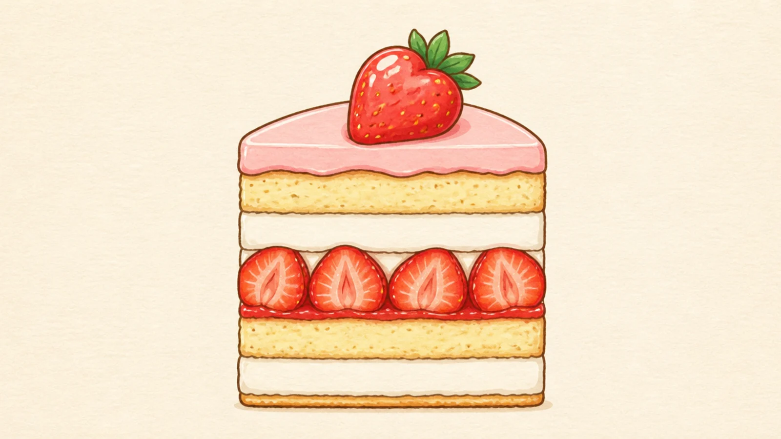 A cross-section slice showing distinct sponge, cream, and berry layers