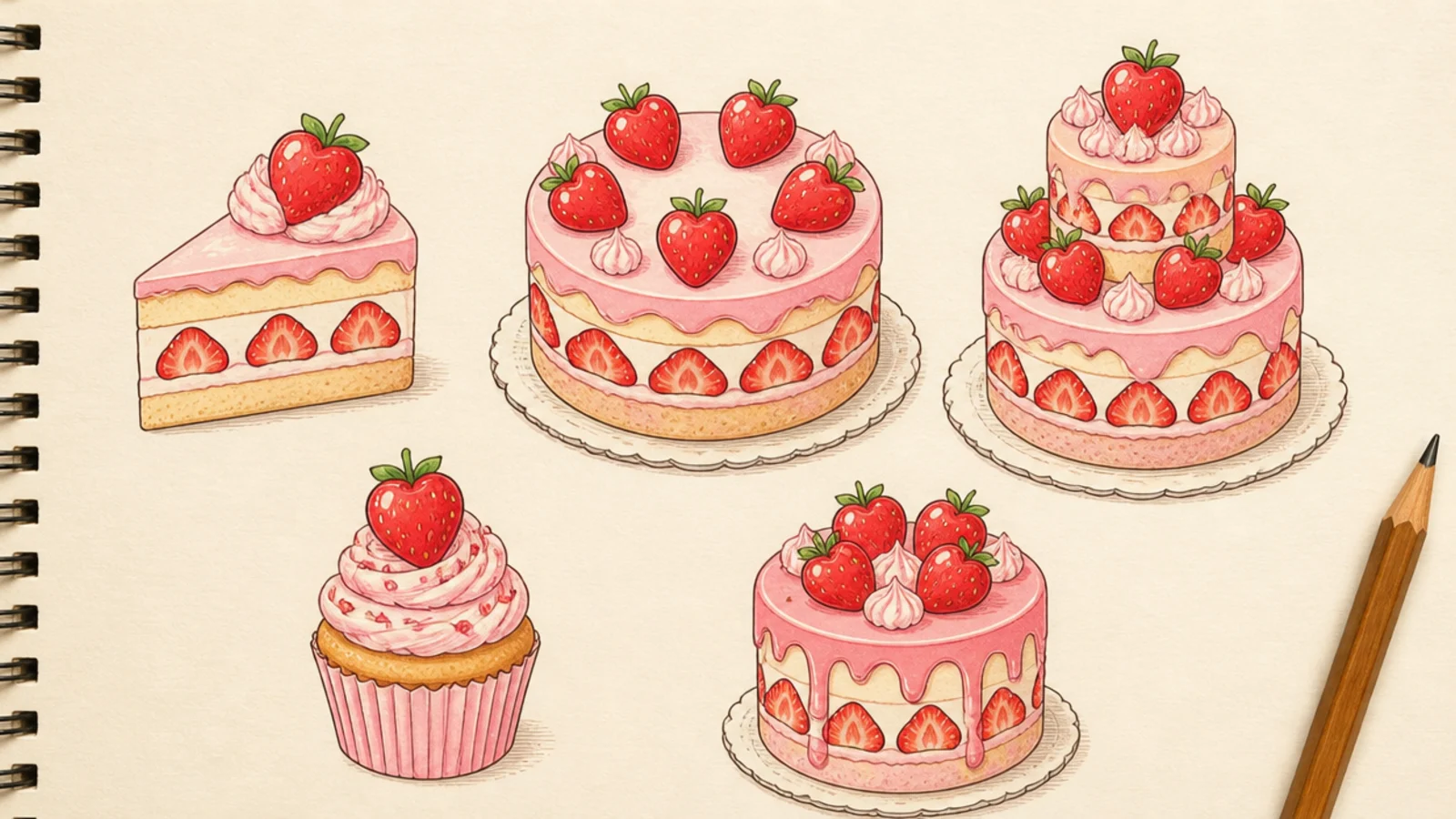 20 Sweet Strawberry Cake Drawings to Try