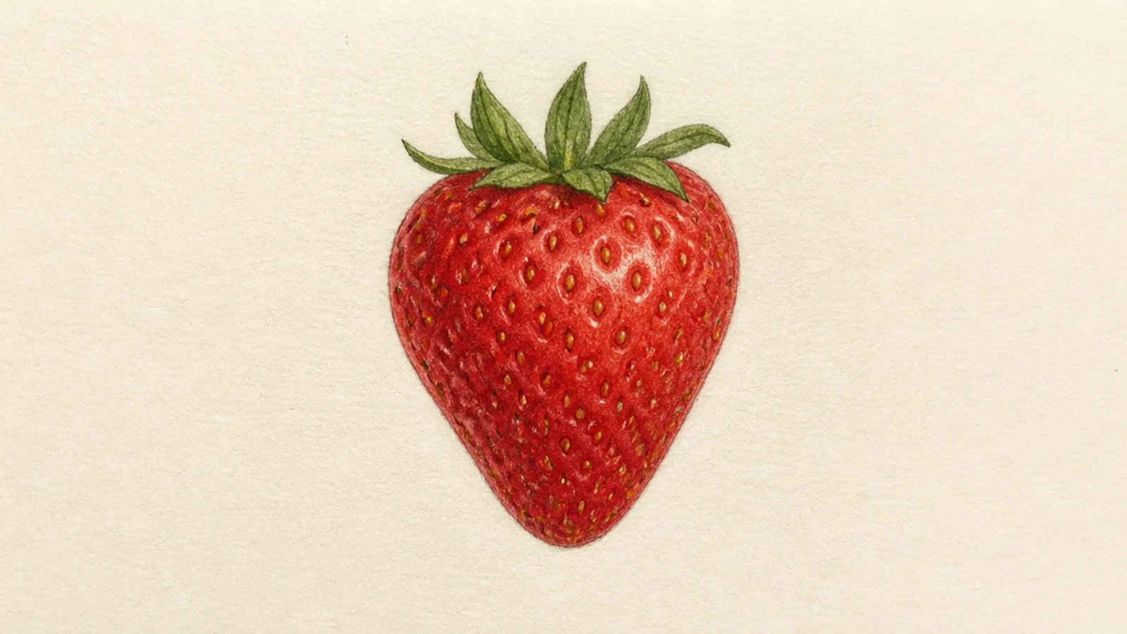 A realistic strawberry with soft shading and sunken seeds