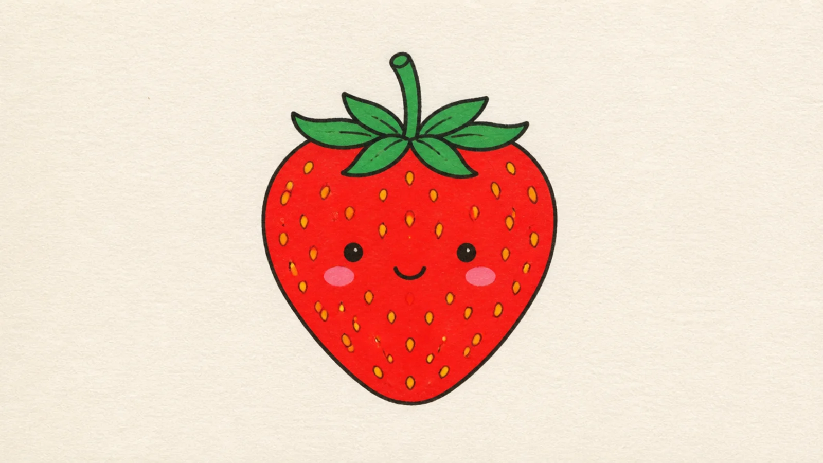 A cute cartoon strawberry with a smiling face
