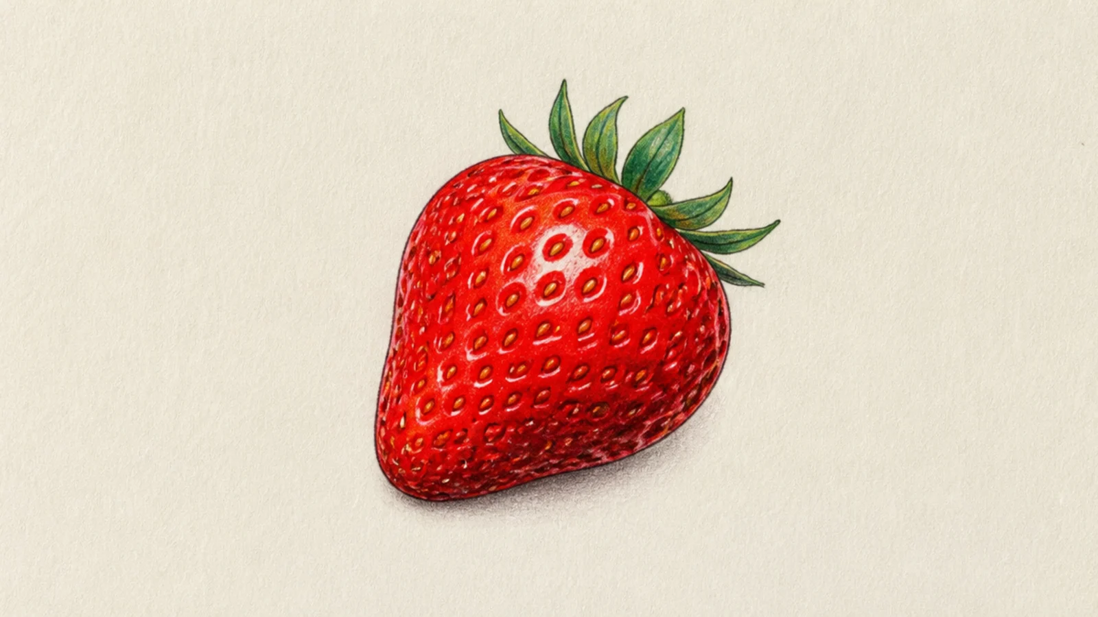 A realistic strawberry with a strong glossy highlight