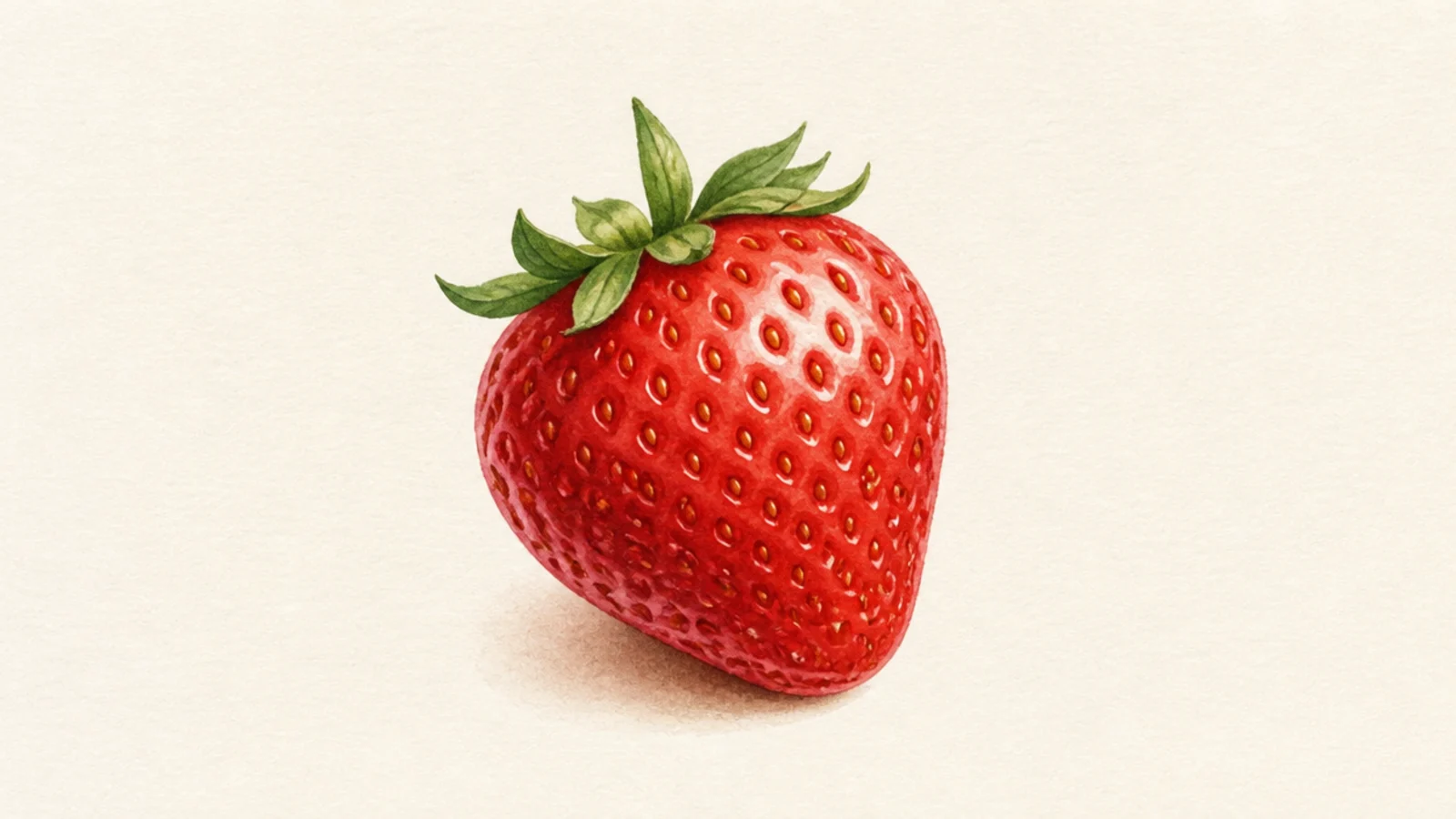 A soft realistic strawberry built with gentle color layers