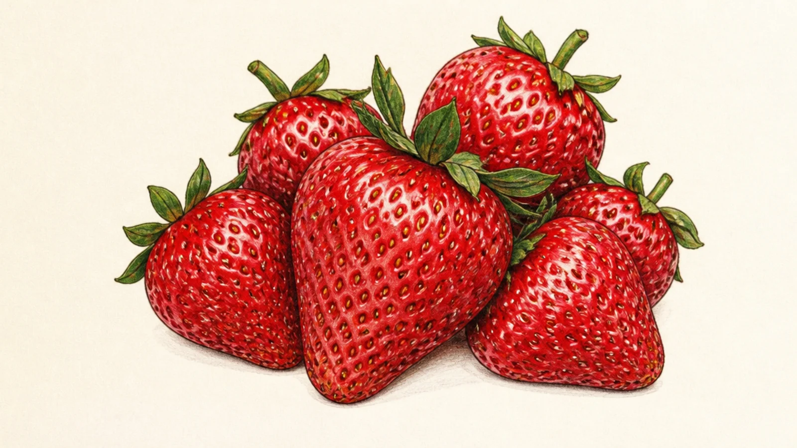 A realistic cluster of overlapping strawberries with shadows