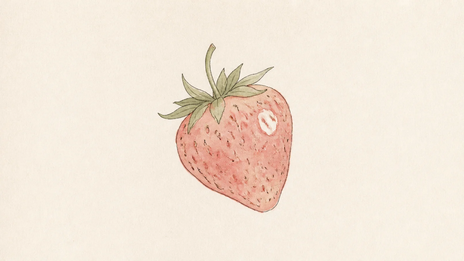 A soft strawberry washed in muted blush pink