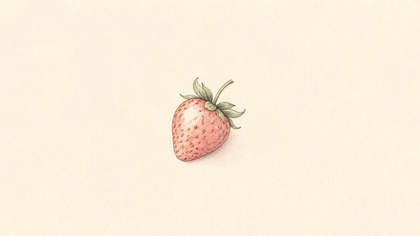 A strawberry drawing that uses lots of empty space around it