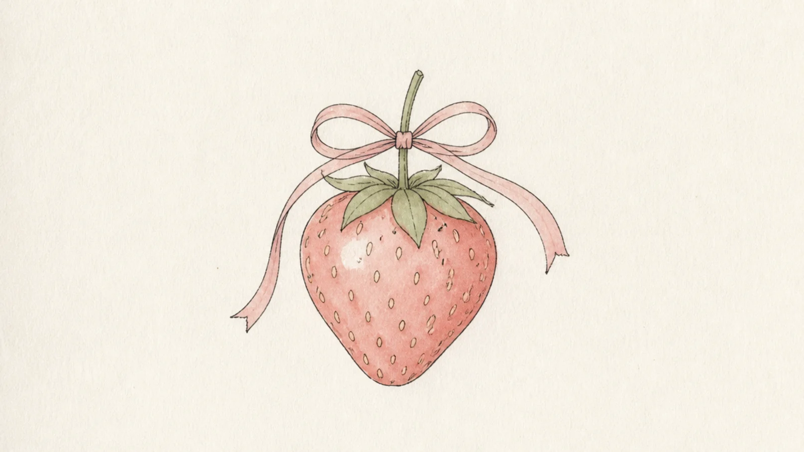 A soft strawberry tied with a delicate little bow