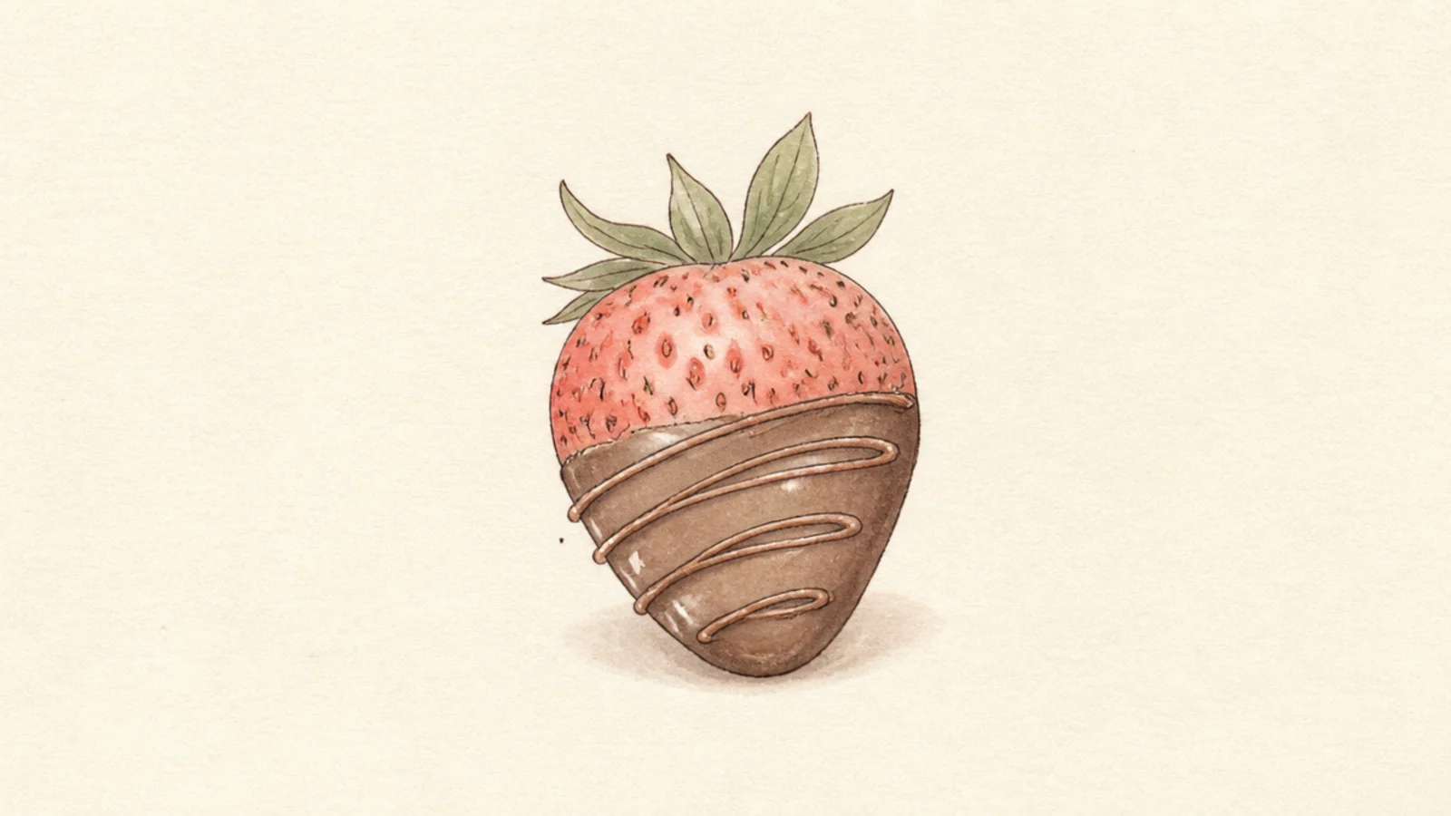 A soft strawberry half-dipped in chocolate with a drizzle