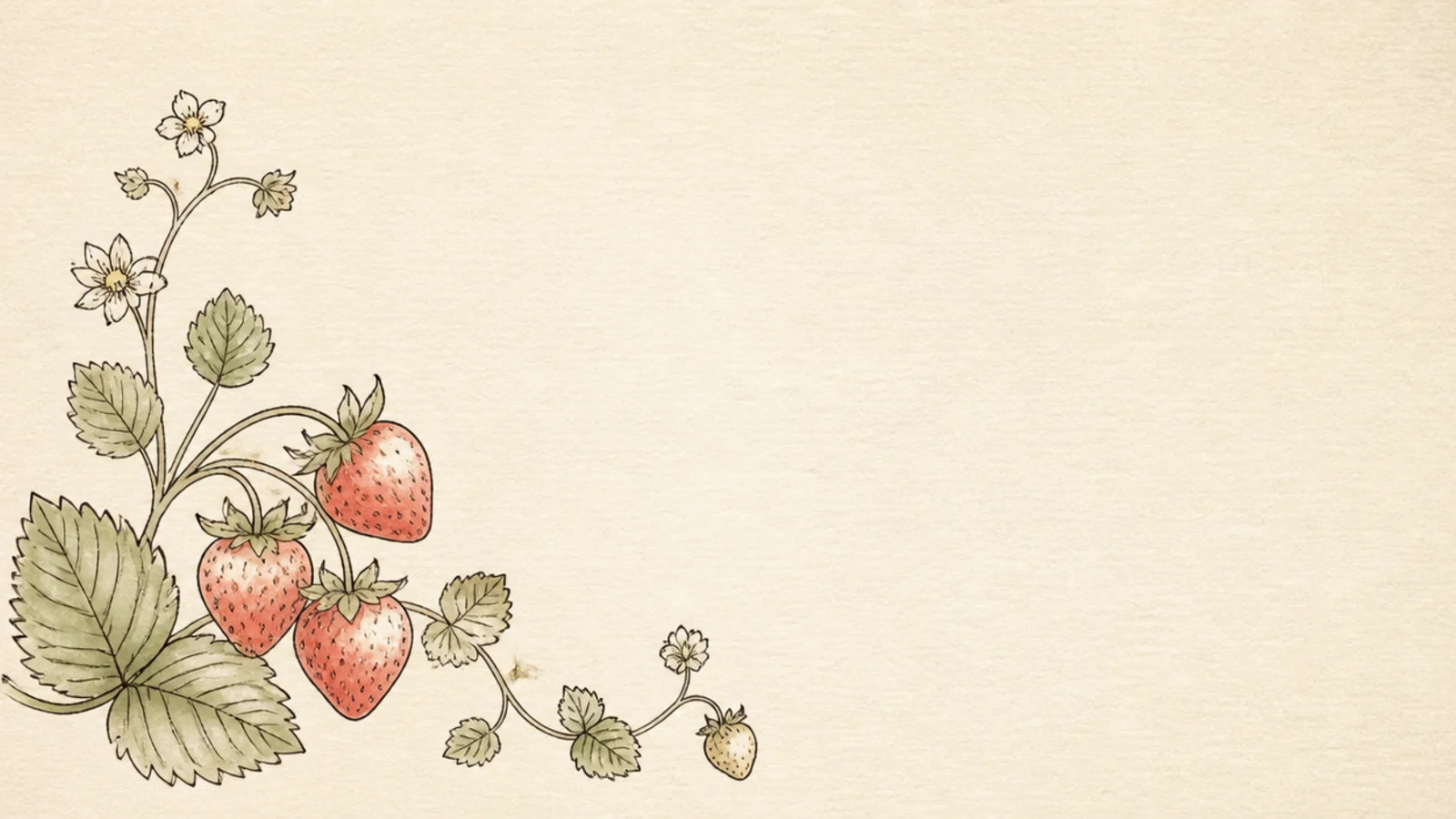 A small strawberry in a corner leaving room for a written quote
