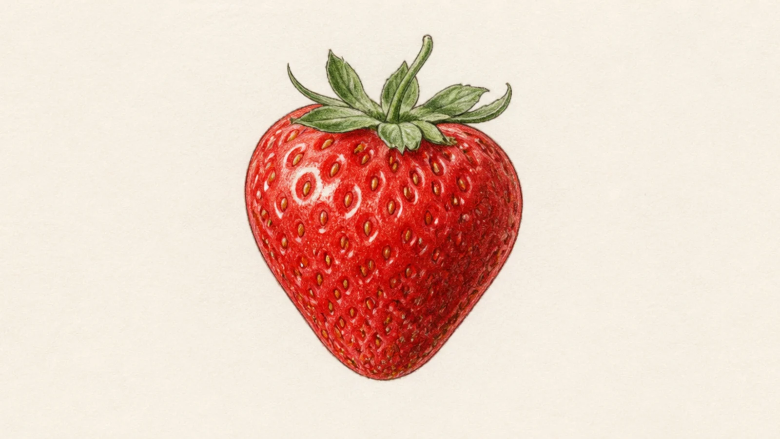 A realistic strawberry with soft shading and a glossy highlight