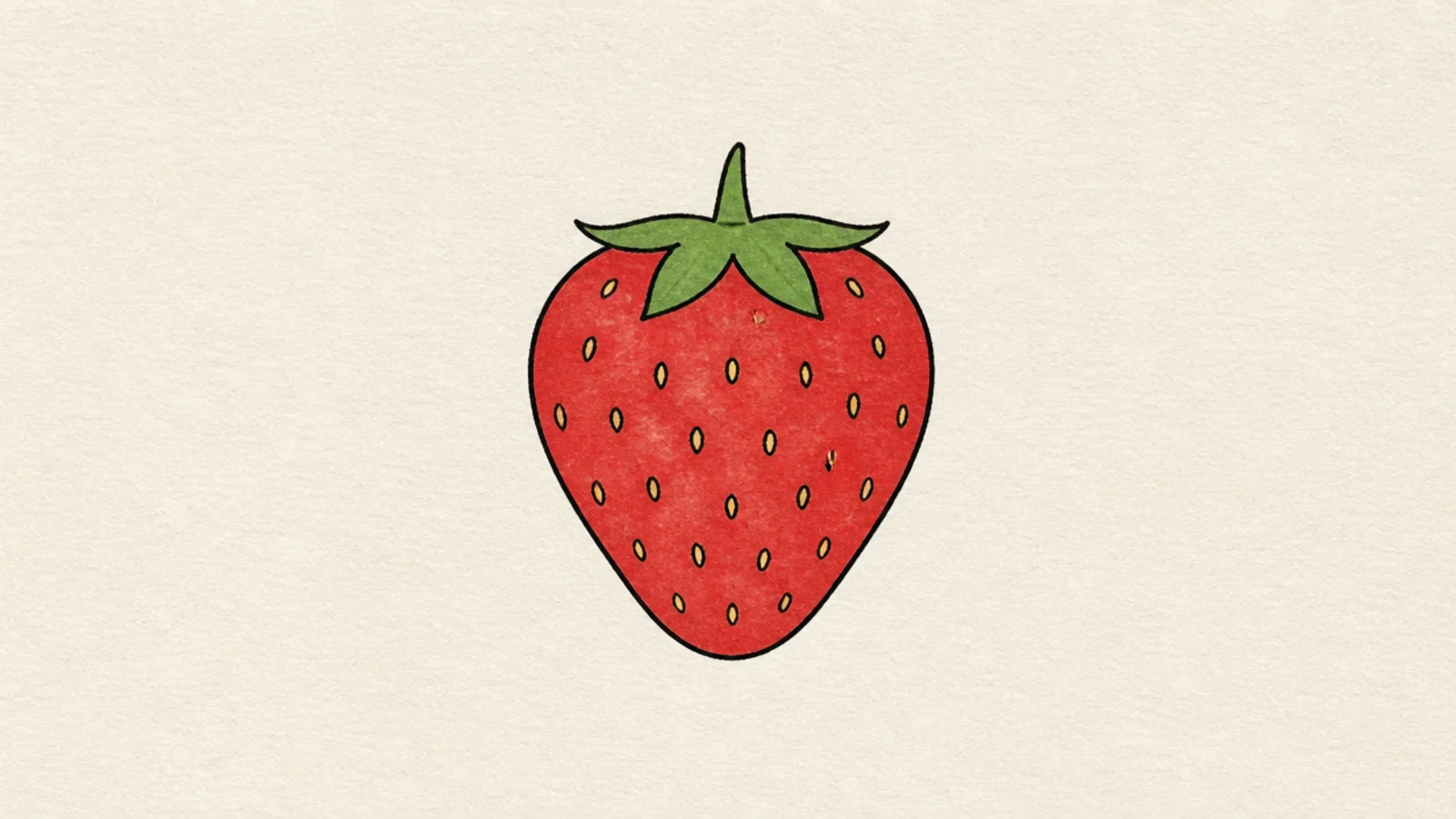 A simple strawberry with a wide teardrop body