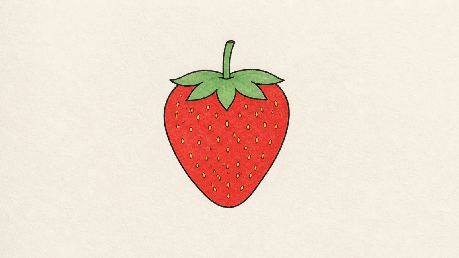 A simple strawberry with a soft rounded triangle body