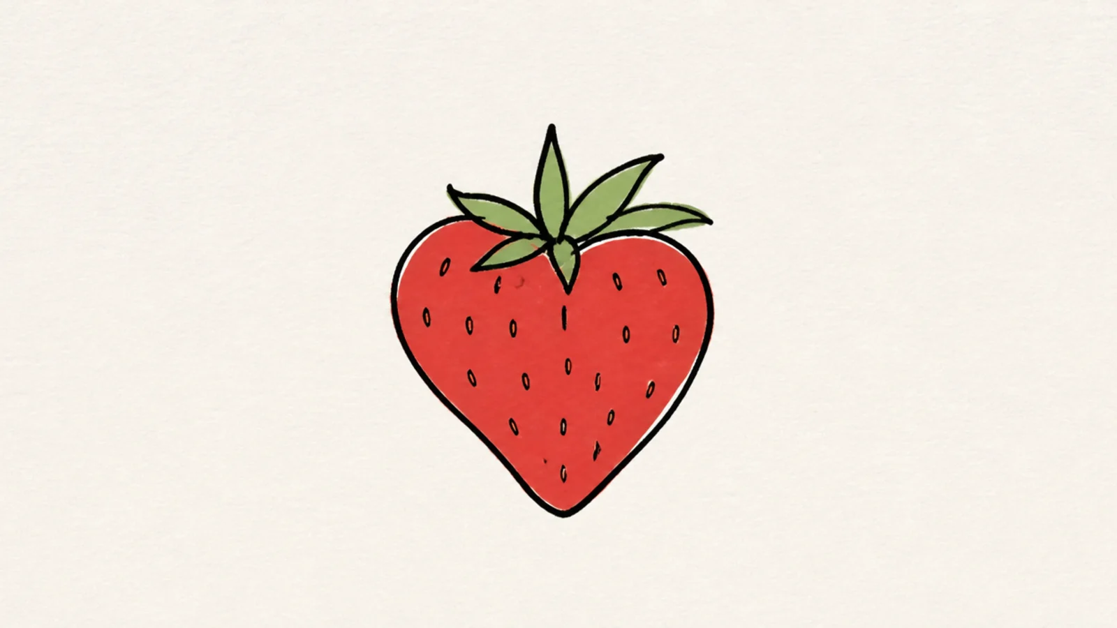 A loose, quick doodle strawberry with casual seeds