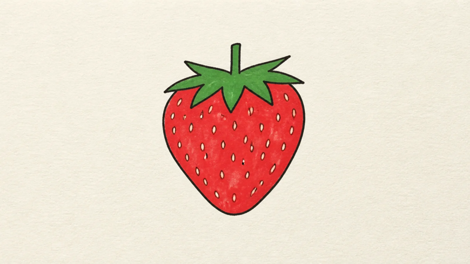 A simple strawberry with a red body and a green cap