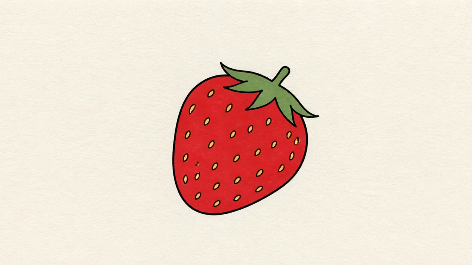 A simple strawberry with a gently curved body