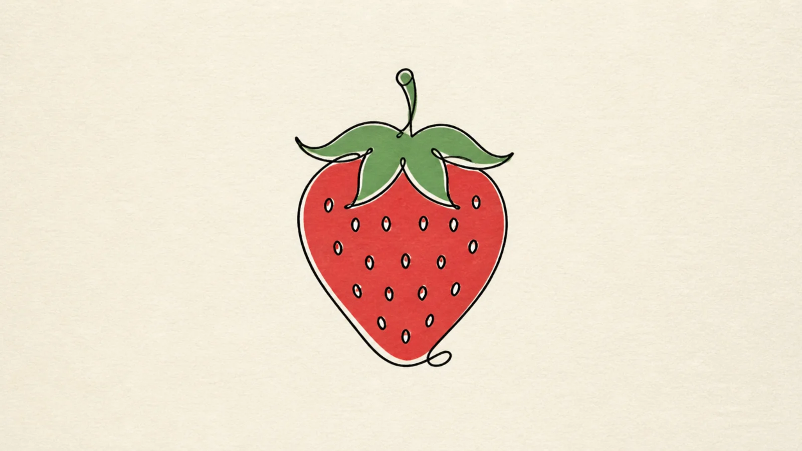 A minimalist strawberry drawn in one continuous line