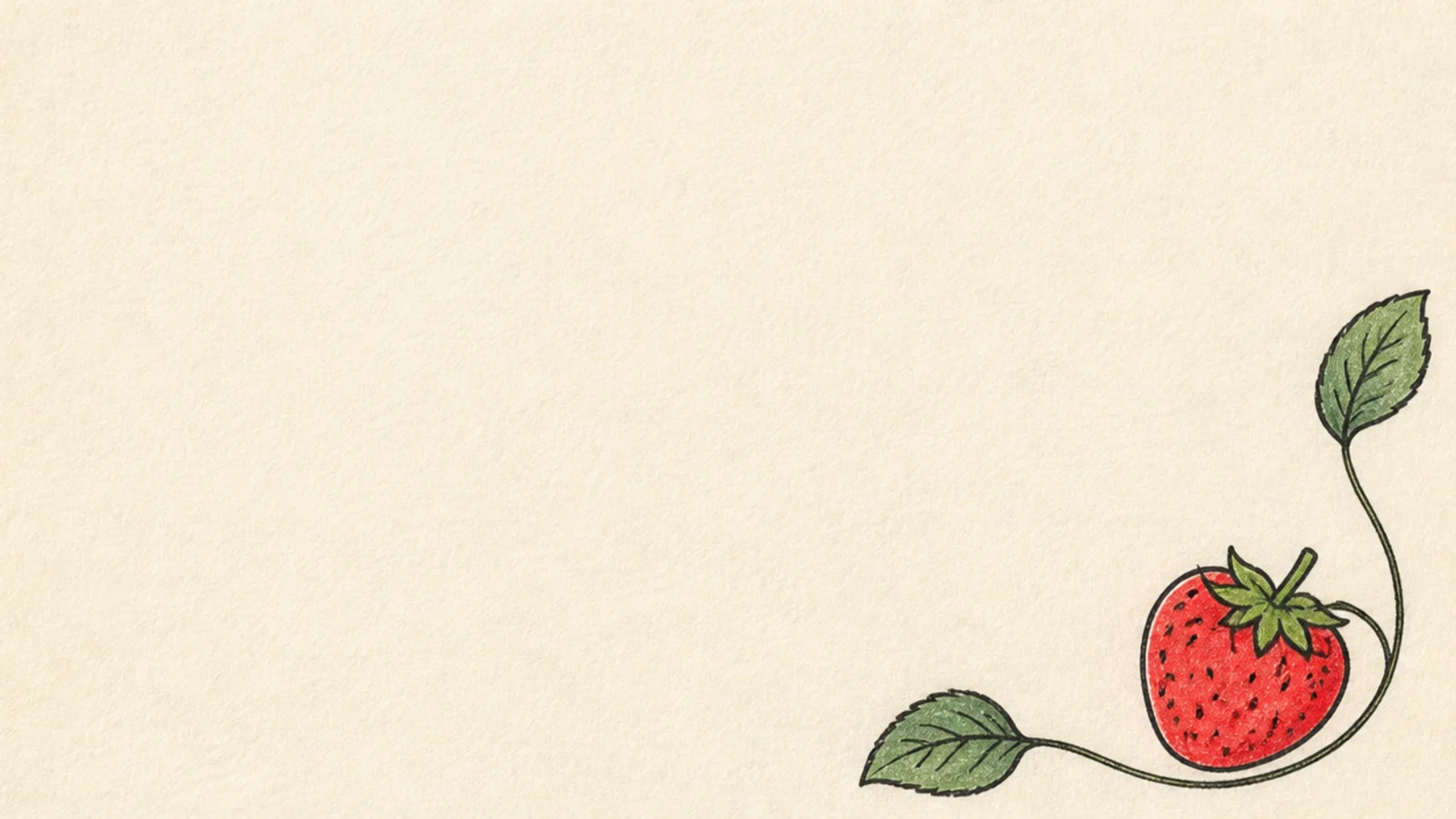 A small simple strawberry tucked into a page corner with leaves