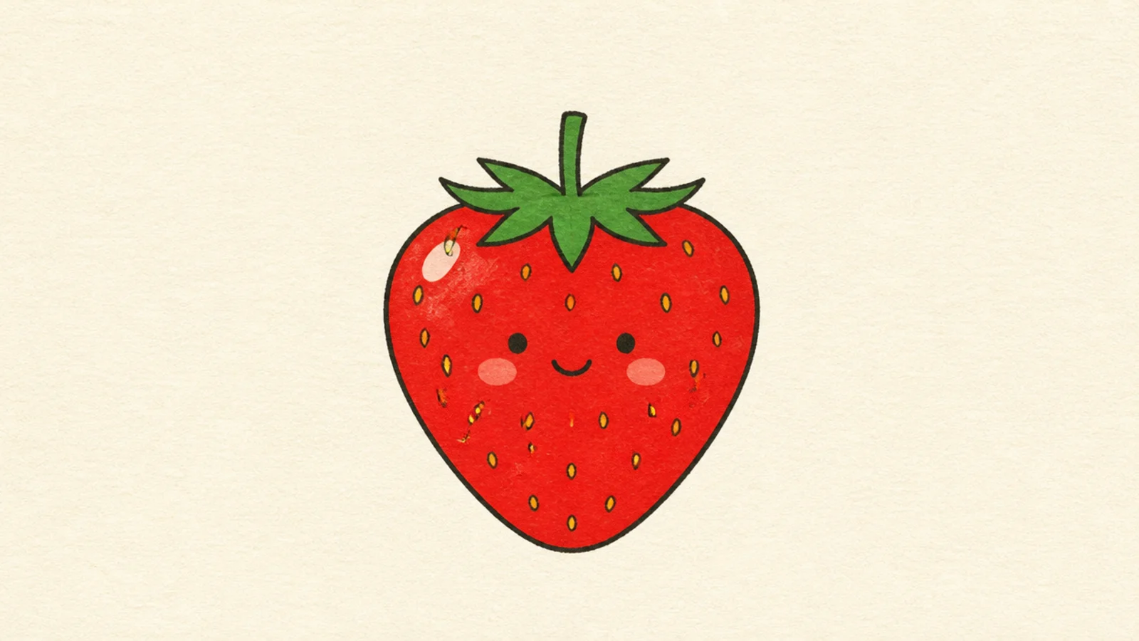 A simple strawberry with a cute smiling face