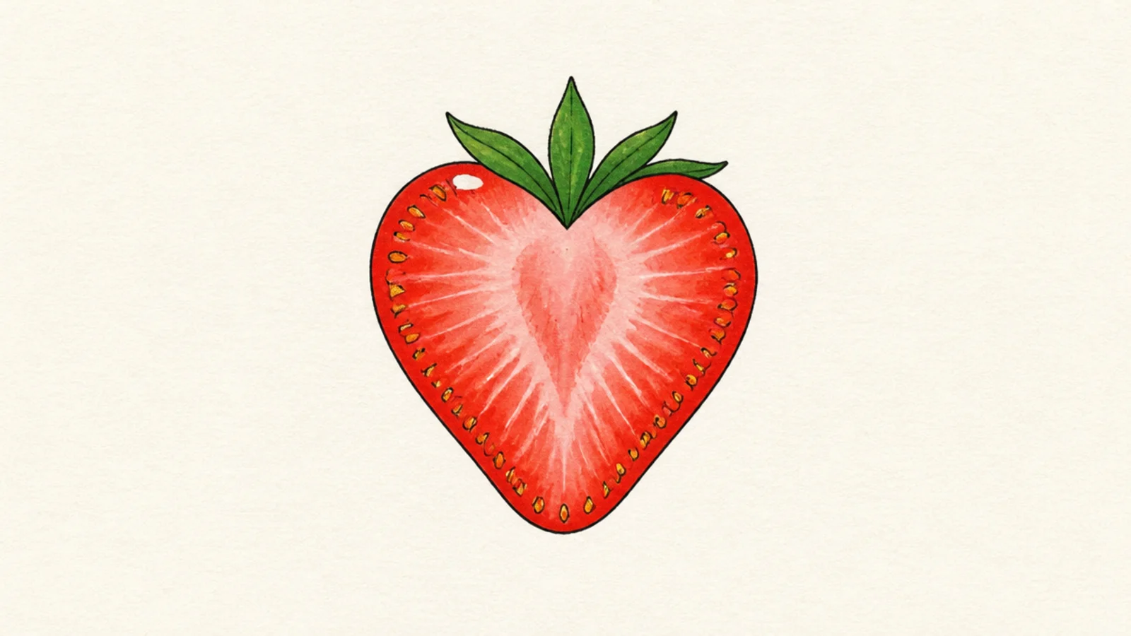 A simple strawberry slice showing the inner pattern