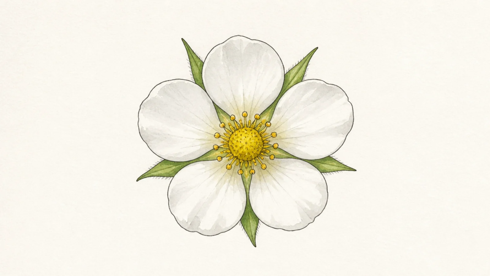 A soft watercolor strawberry flower with gentle color